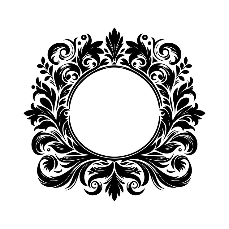 marco con ornamento floral vector silueta negra