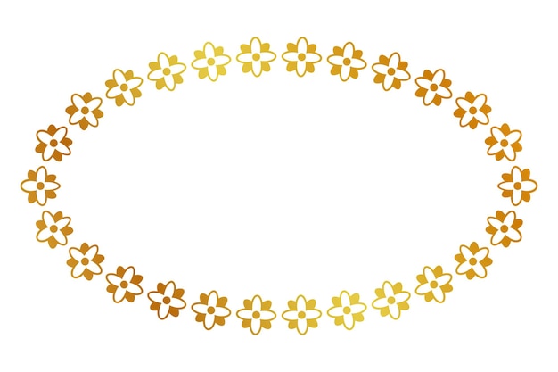 Marco oro flor dorada ovalado vector simple aislado en blanco