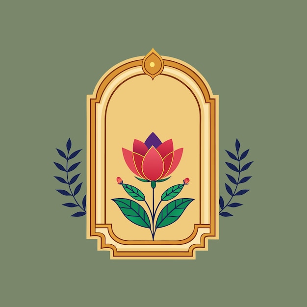 un marco de oro con una flor