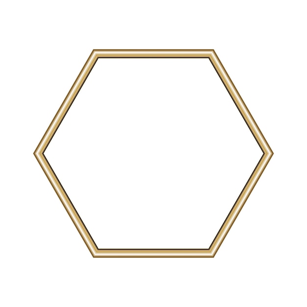 Marco de oro hexagonal Hexágono de lujo aislado borde dorado Elemento de diseño de maqueta de marco de hexágono dorado