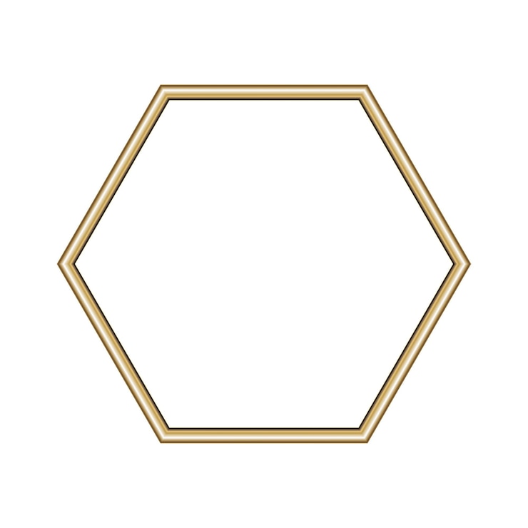 Vector marco de oro hexagonal hexágono de lujo aislado borde dorado elemento de diseño de maqueta de marco de hexágono dorado