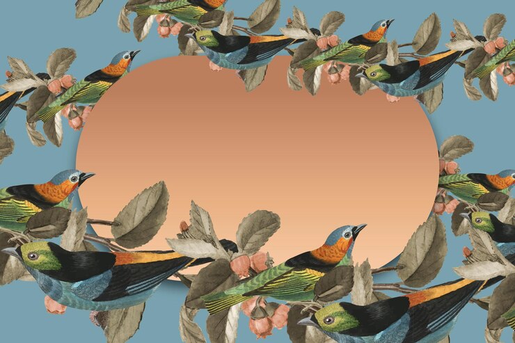 Marco de oro de vector de borde de patrón de pájaro con espacio de diseño