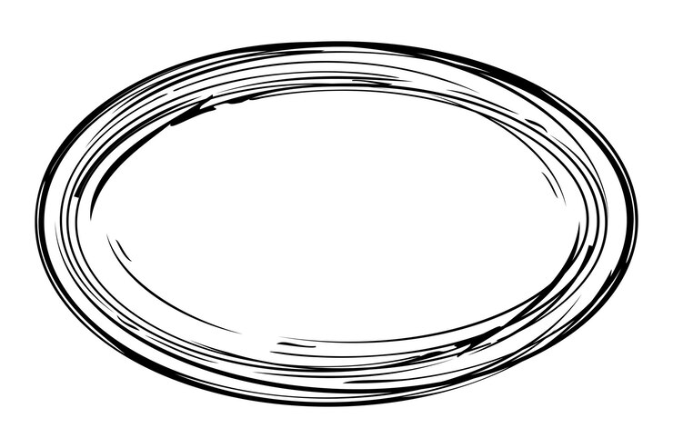 Vector marco oval de líneas múltiples boceto de dibujo a mano de vector simple