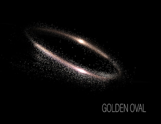 Marco ovalado dorado aislado con ornamentación brillante sobre fondo negro elemento de diseño