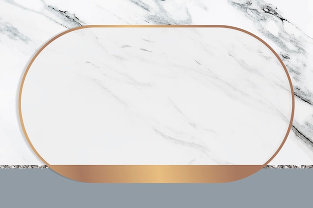Marco ovalado en vector de fondo con textura de mármol blanco