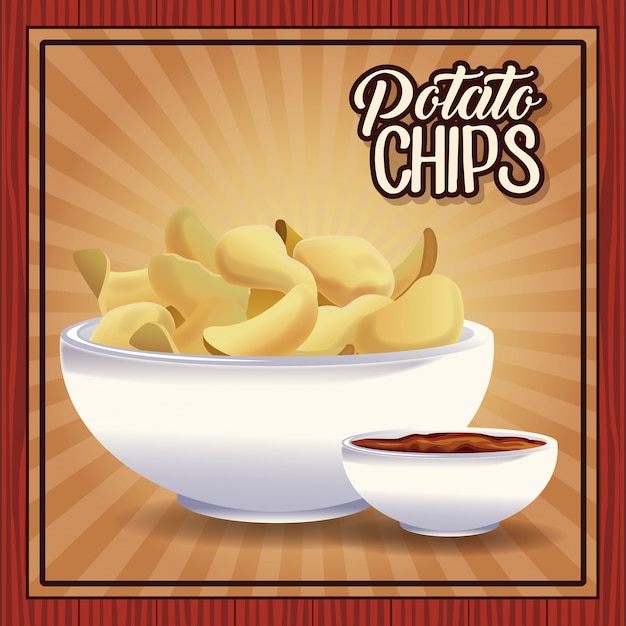 Vector marco de papas fritas