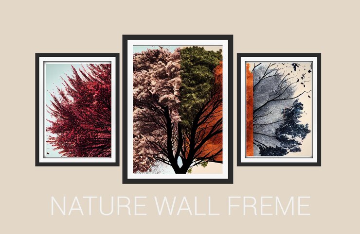 Marco de pared de naturaleza de lujo y diseño de dormitorio