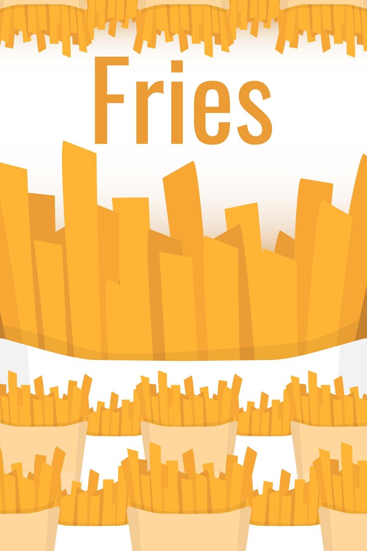 Vector marco de patatas fritas comida rápida en caja frites borde o estandarte
