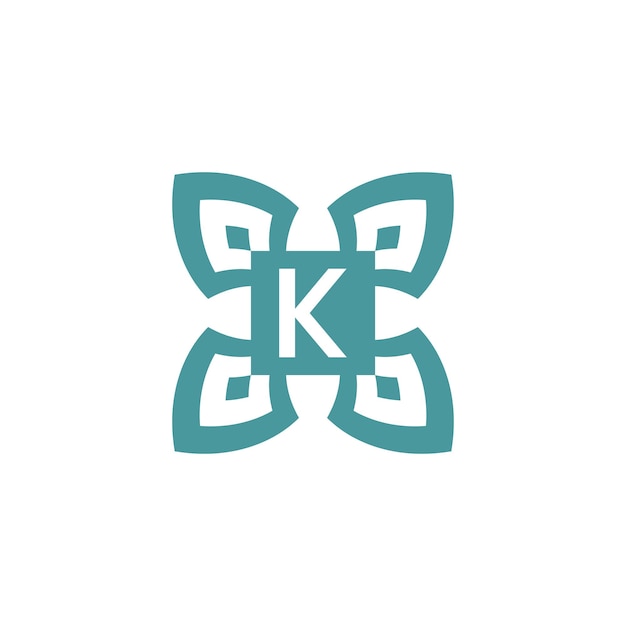 Marco de patrón de emblema natural ornamental de logotipo de letra inicial K