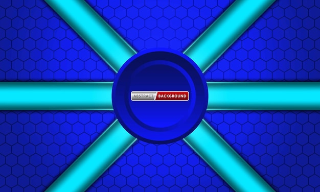 Marco de patrón hexagonal azul abstracto sobre un fondo oscuro