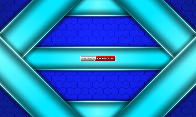 Marco de patrón hexagonal azul abstracto sobre un fondo oscuro
