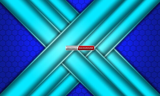 Marco de patrón hexagonal azul abstracto sobre un fondo oscuro