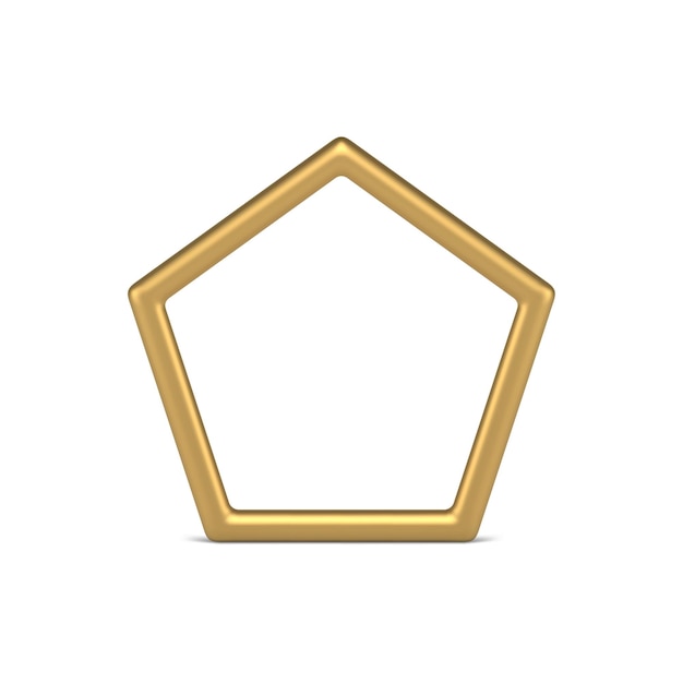 Marco pentagonal dorado grueso cinco lados en ángulo borde decorativo elemento 3d vector realista