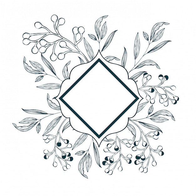 Marco con plantas y hierbas icono aislado