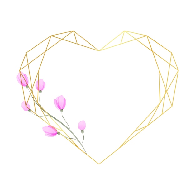 Vector marco poligonal de lujo para la decoración del día de san valentín invitaciones de boda tarjetas de felicitación