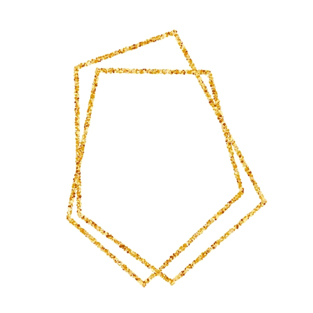 Vector marco de polígono de brillo geométrico de oro vectorial líneas de puntos de confeti dorado fondo aislado diseño abstracto