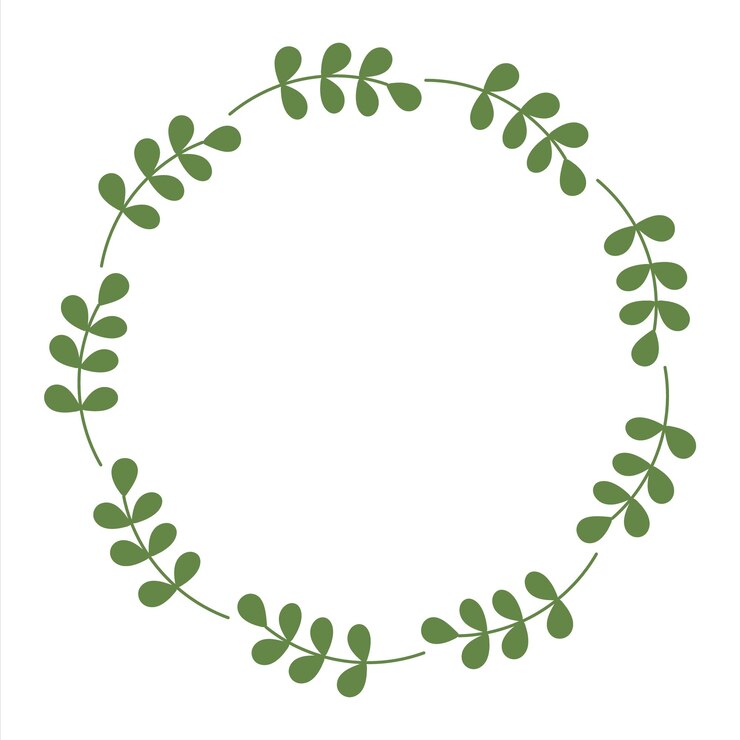 Marco de primavera de hojas para felicitaciones citas con espacio de copia corona verde de laurel como hojas dibujadas a mano con espacio vacío para el texto ilustración vectorial minimalista