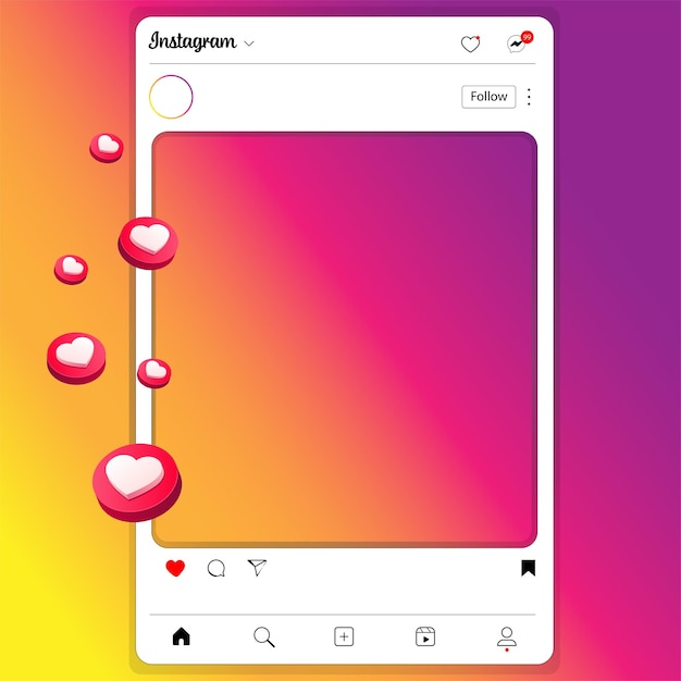 El marco de la publicación de instagram en las redes sociales