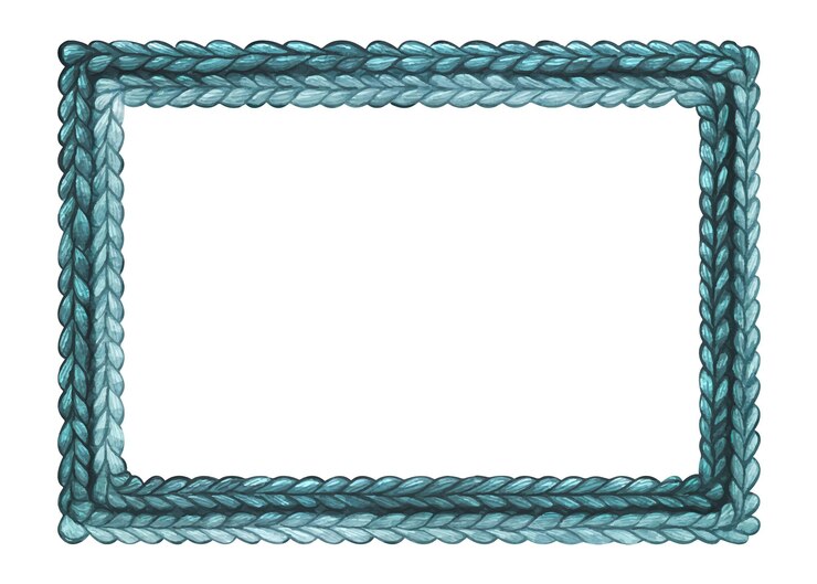 Vector el marco de punto es rectangular azul ilustración de acuarela un objeto aislado de un gran conjunto de cozy winter para la decoración y diseño de composiciones navideñas de año nuevo