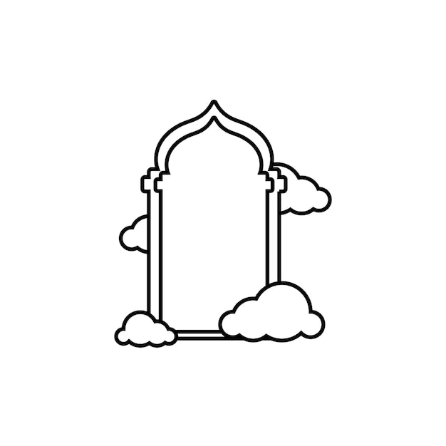 Marco de Ramadán Kareem con icono de nubes
