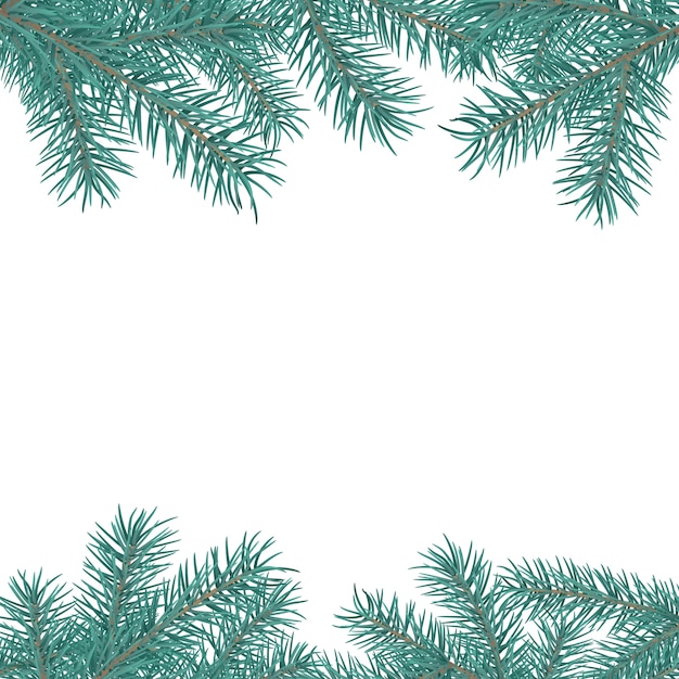 Vector marco de ramas de árbol de navidad
