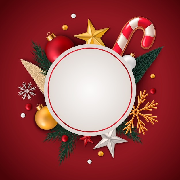 Marco realista navideño hecho con adornos.