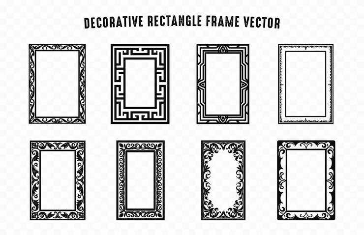 Marco rectangular decorativo conjunto vectorial vintage bordes de esquina ornamentales