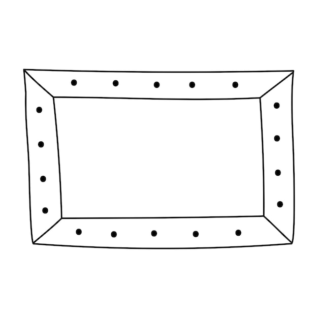 Marco rectangular dibujado a mano con garabatos minimalistas sobre un fondo blanco Elemento decorativo