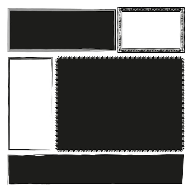 Marco rectangular dibujado a mano Marco cuadrado conjunto Ilustración vectorial EPS 10