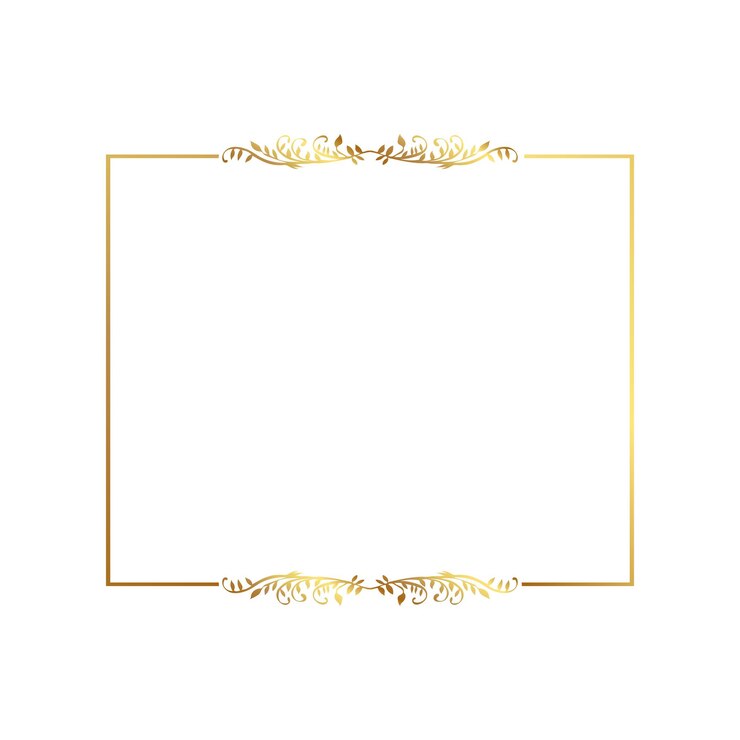 Marco rectangular dorado con ornamentos florales
