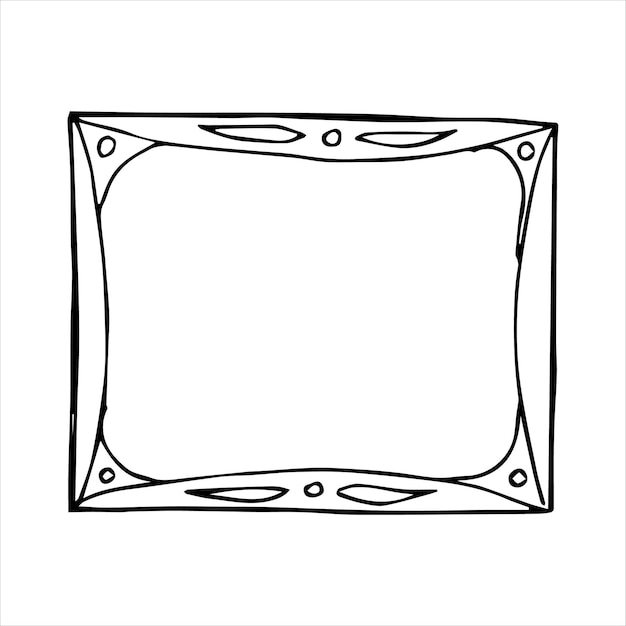 Marco rectangular estilo garabato dibujado a mano ilustración vectorial en blanco y negro