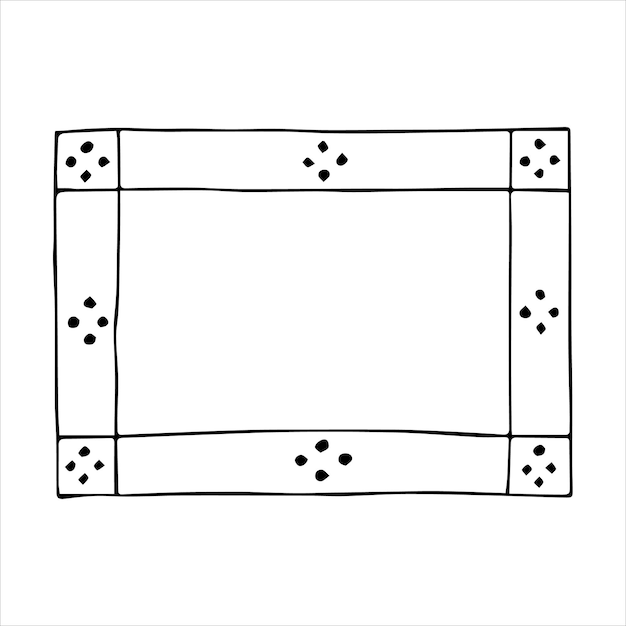 Marco rectangular estilo garabato dibujado a mano ilustración vectorial en blanco y negro