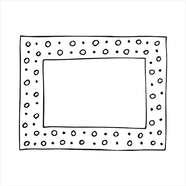 Marco rectangular estilo garabato dibujado a mano Ilustración vectorial en blanco y negro