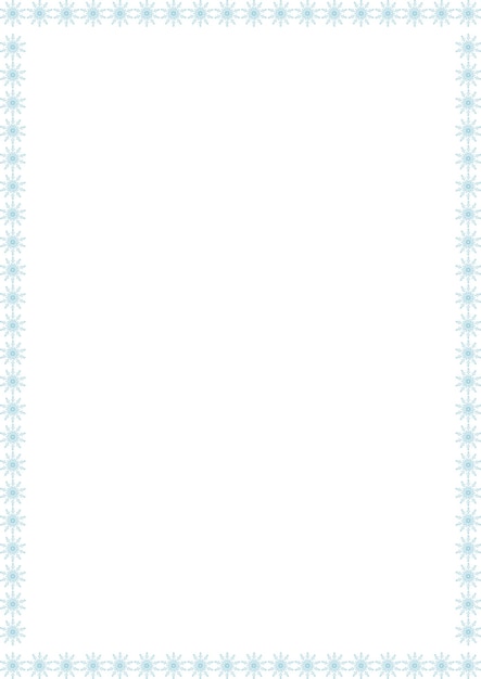 Marco rectangular de invierno de copo de nieve Corazón de nieve de Navidad en fondo blanco borde con espacio vacío