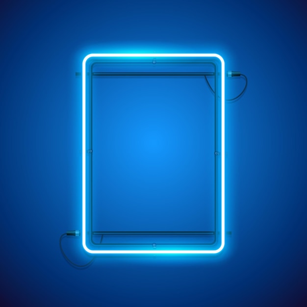 Marco rectangular de neón azul