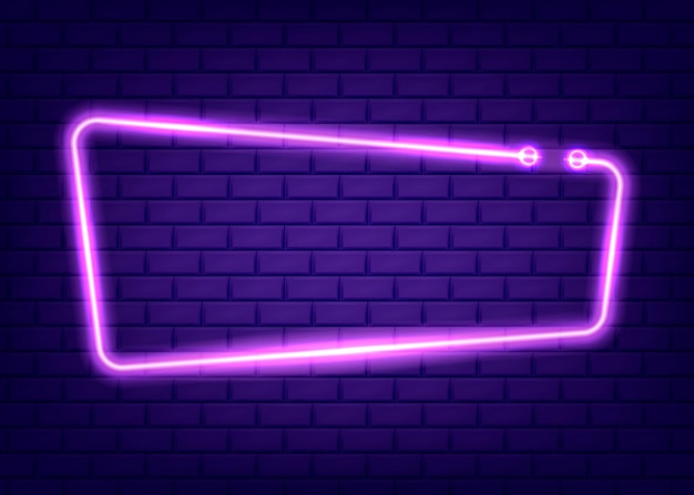 Marco rectangular de neón o letrero de luces de neón Ilustración vectorial