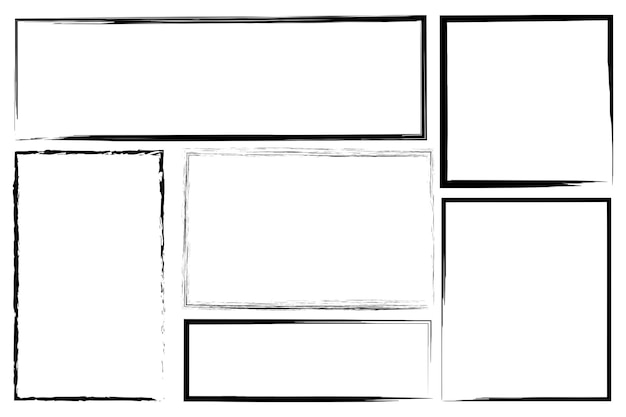 Marco rectangular Rectángulos de pincel Conjunto de marcos negros Imagen vectorial