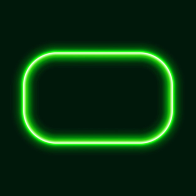 Marco rectangular redondeado de neón verde en ilustración vectorial de fondo oscuro