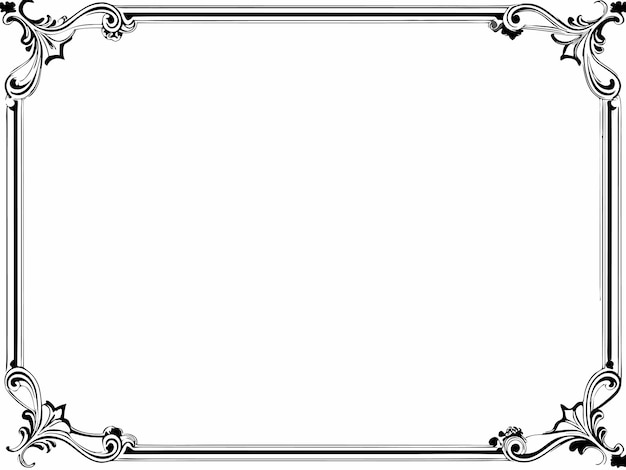 Marco rectangular simple con bordes decorativos Arte vectorial Líneas negras Fondo blanco