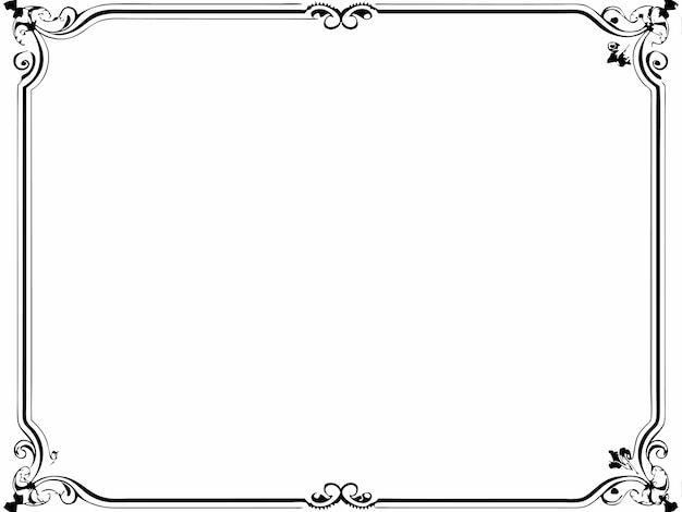Marco rectangular simple con bordes decorativos Arte vectorial Líneas negras Fondo blanco