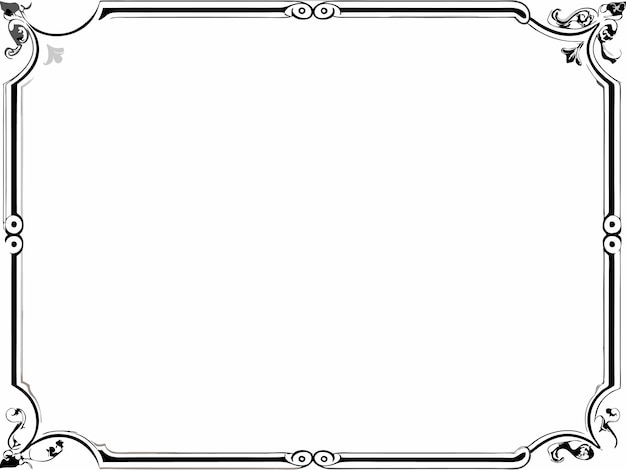 Marco rectangular simple con bordes decorativos Arte vectorial Líneas negras Fondo blanco