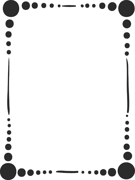 El marco rectangular simple dibujado a mano presenta puntos decrecientes y líneas delgadas que crean un espacio blanco limpio ideal para texto o elementos de diseño