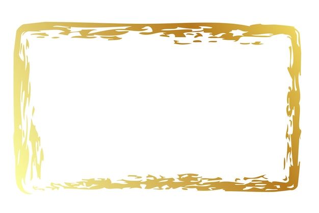 Marco de rectángulo simple de vector de crayón de oro goldeb en fondo blanco