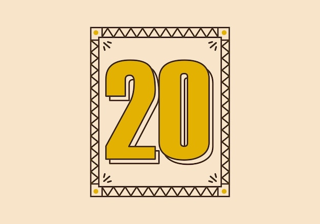 Marco de rectángulo vintage con el número 20 en él
