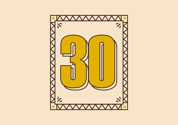 Marco de rectángulo vintage con el número 30 en él