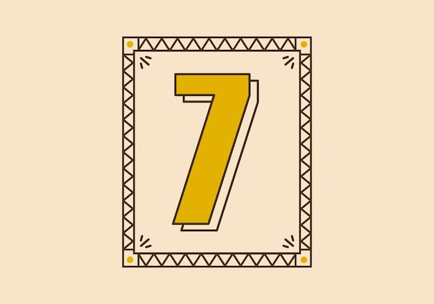 Marco de rectángulo vintage con el número 7 en él