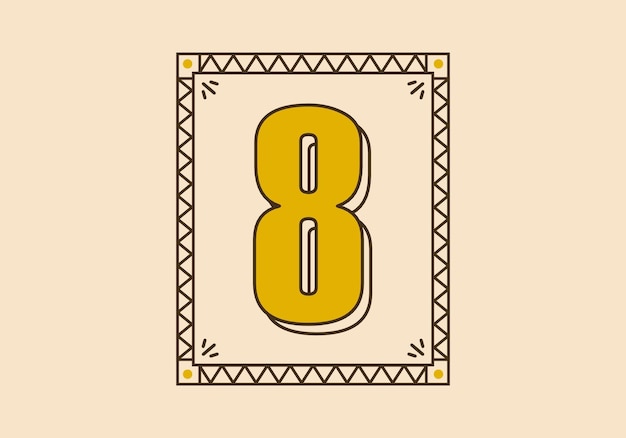 Marco de rectángulo vintage con el número 8 en él