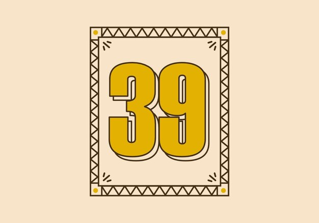 Marco de rectángulo vintage con el número 39 en él
