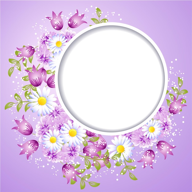 Marco redondo blanco con adornos florales para texto o foto