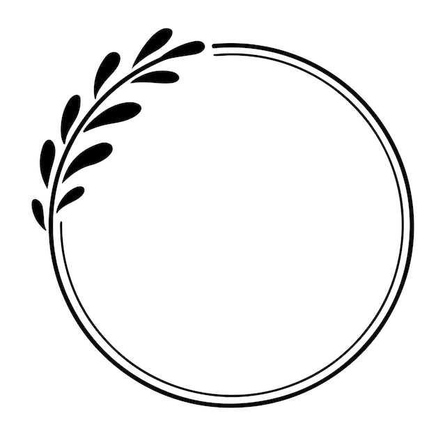 Marco redondo en blanco y negro con adorno floral Espacio de copia Arte de clip vectorial